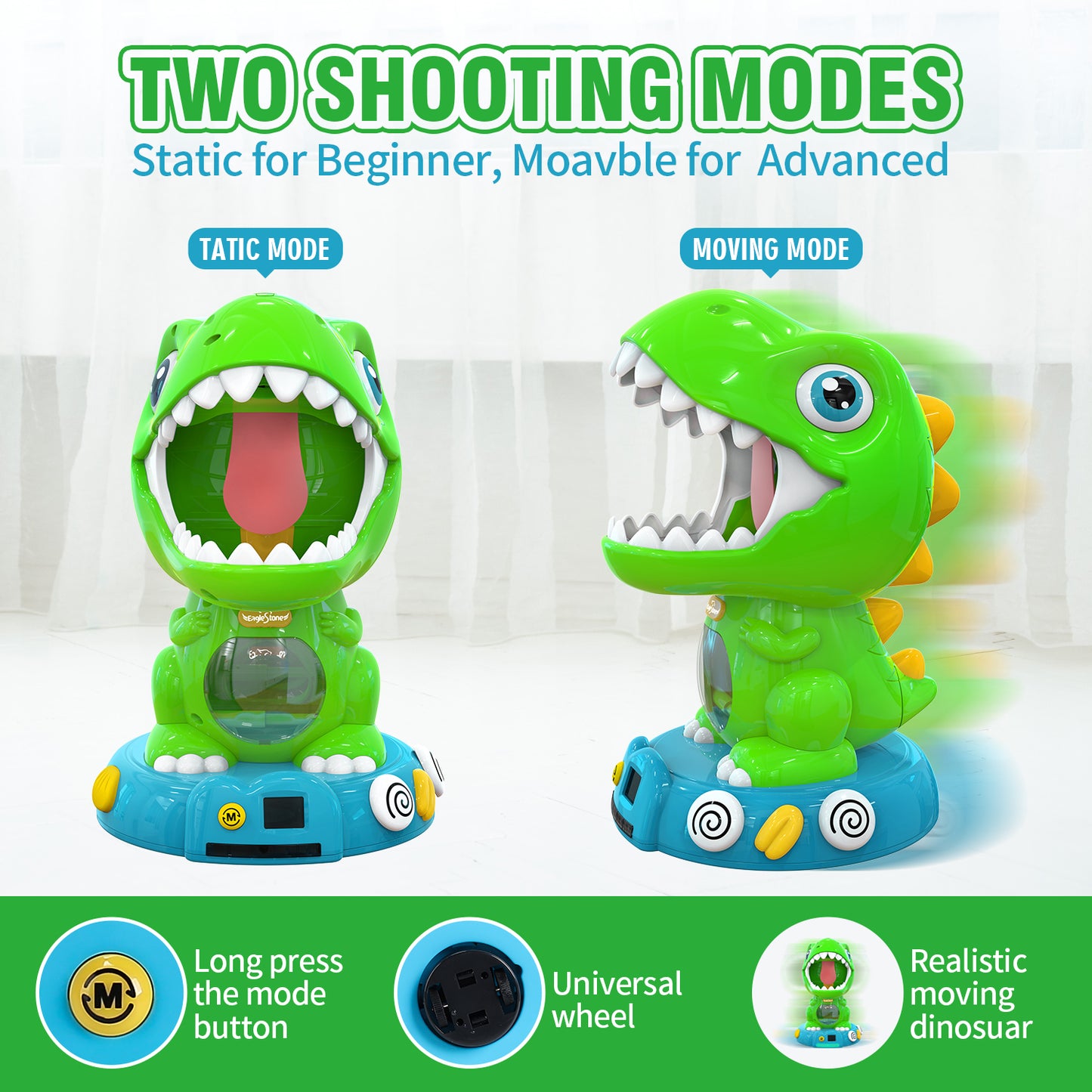 EagleStone Movable Dinosaur Shooting Toys with Spraying, Electronic Target Game Toy
