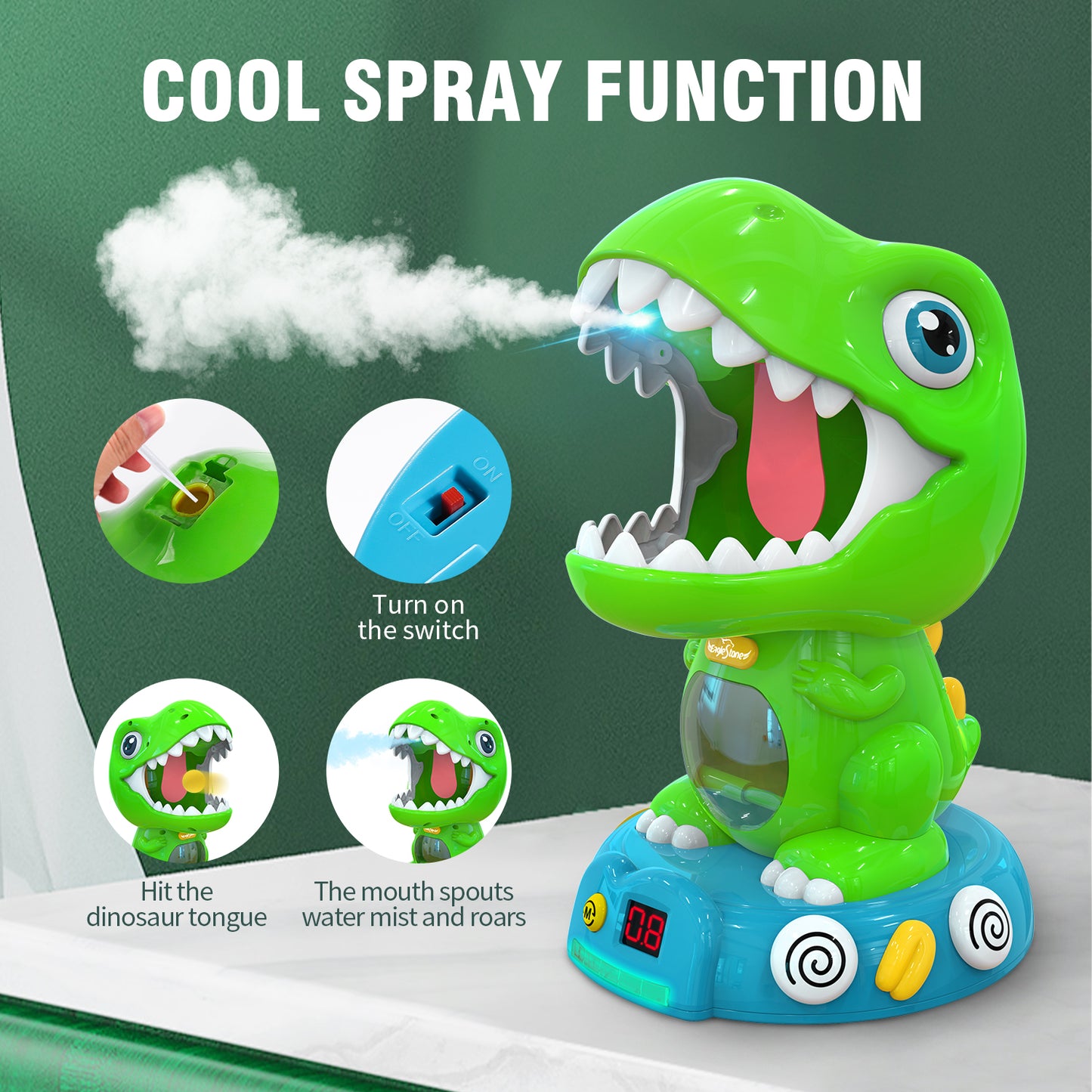 EagleStone Movable Dinosaur Shooting Toys with Spraying, Electronic Target Game Toy