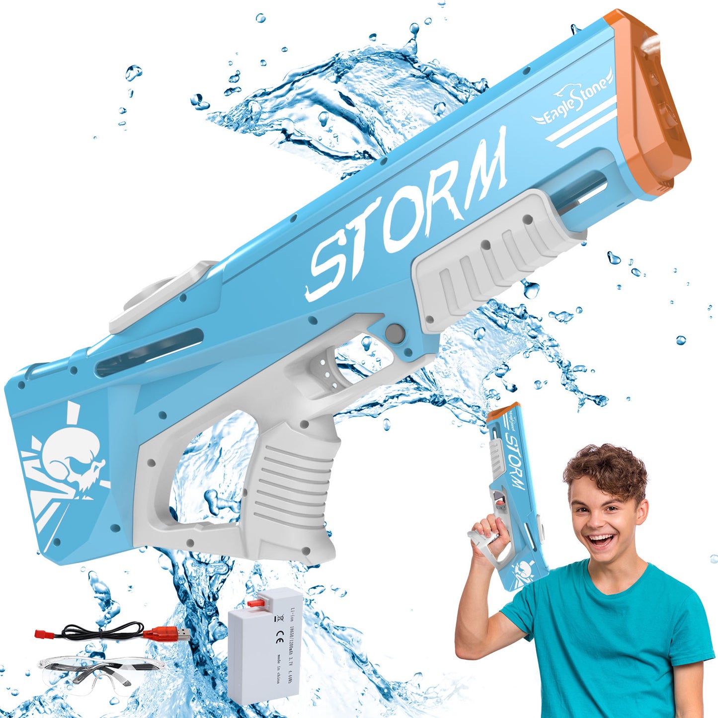 Eaglestone Electric Gun Toy for Kids - Full Auto Water Pistol Grip Guns