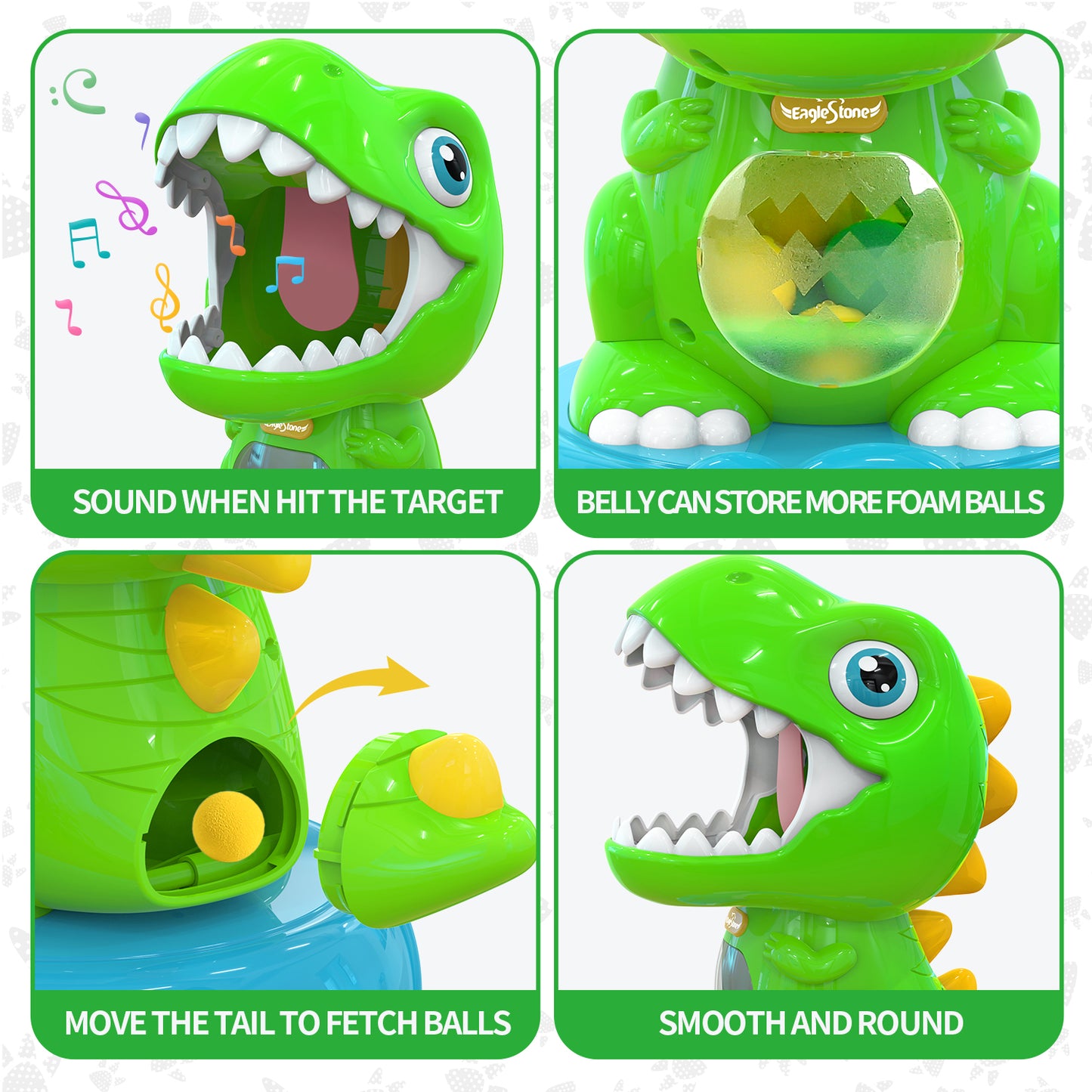 EagleStone Movable Dinosaur Shooting Toys with Spraying, Electronic Target Game Toy