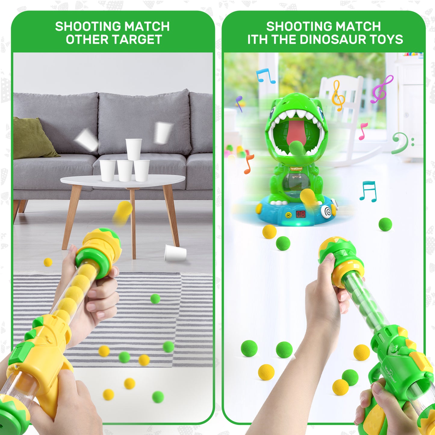 EagleStone Movable Dinosaur Shooting Toys with Spraying, Electronic Target Game Toy