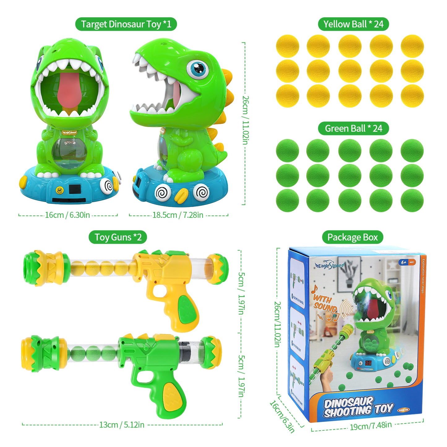 EagleStone Movable Dinosaur Shooting Toys with Spraying, Electronic Target Game Toy