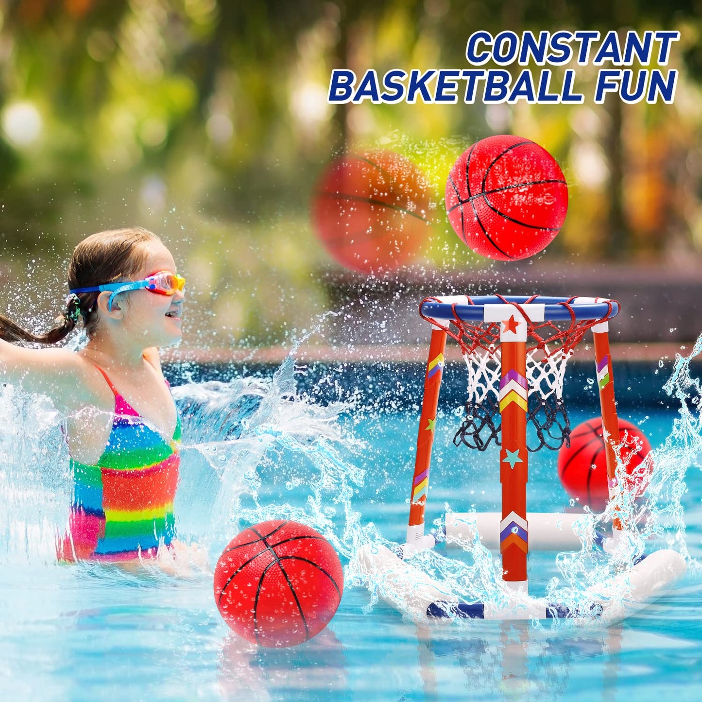 EagleStone Pool Basketball Toys, Floating Basketball Hoop for Pool Game