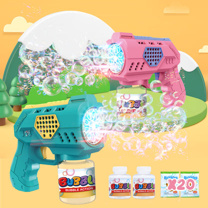 EagleStone Easter Bubble Gun Machine 2 Pack for Kids, 10 Hole Easter Bunny Bubble Wand Blaster ,Pink&Green