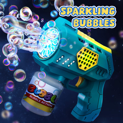 EagleStone Easter Bubble Gun Machine 2 Pack for Kids, 10 Hole Easter Bunny Bubble Wand Blaster ,Pink&Green