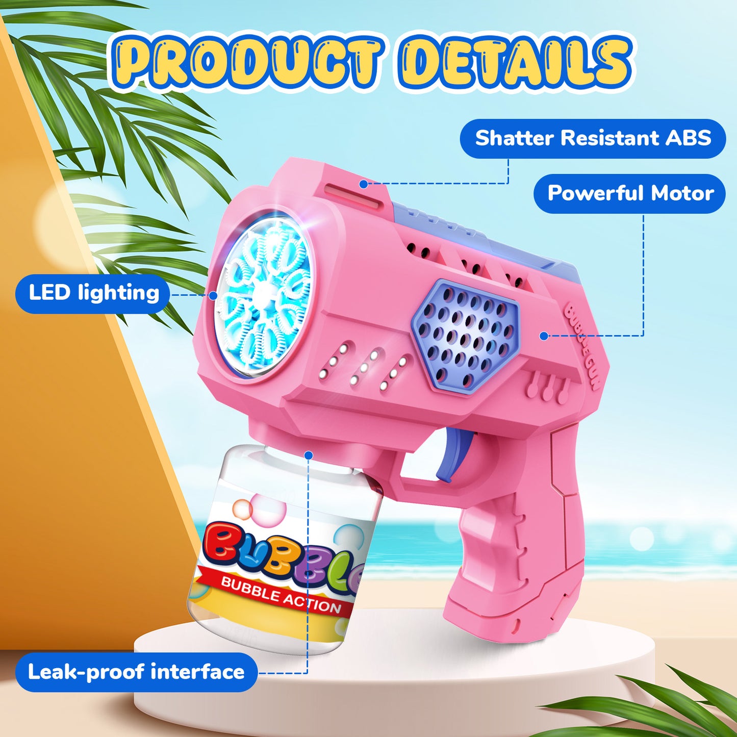 EagleStone Easter Bubble Gun Machine 2 Pack for Kids, 10 Hole Easter Bunny Bubble Wand Blaster ,Pink&Green