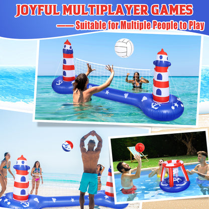 EagleStone Pool Volleyball Net & Basketball Hoop
