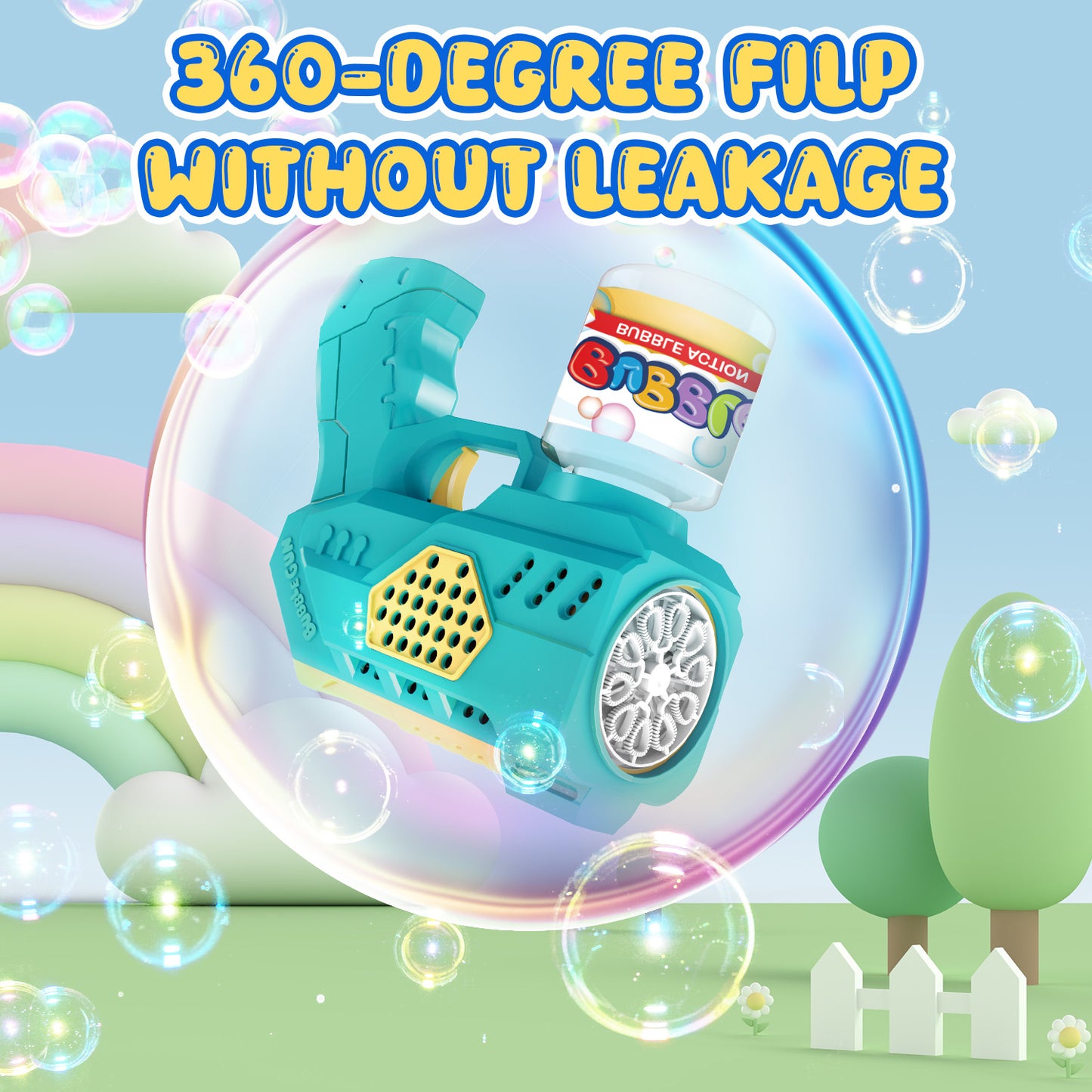 EagleStone Easter Bubble Gun Machine 2 Pack for Kids, 10 Hole Easter Bunny Bubble Wand Blaster ,Pink&Green