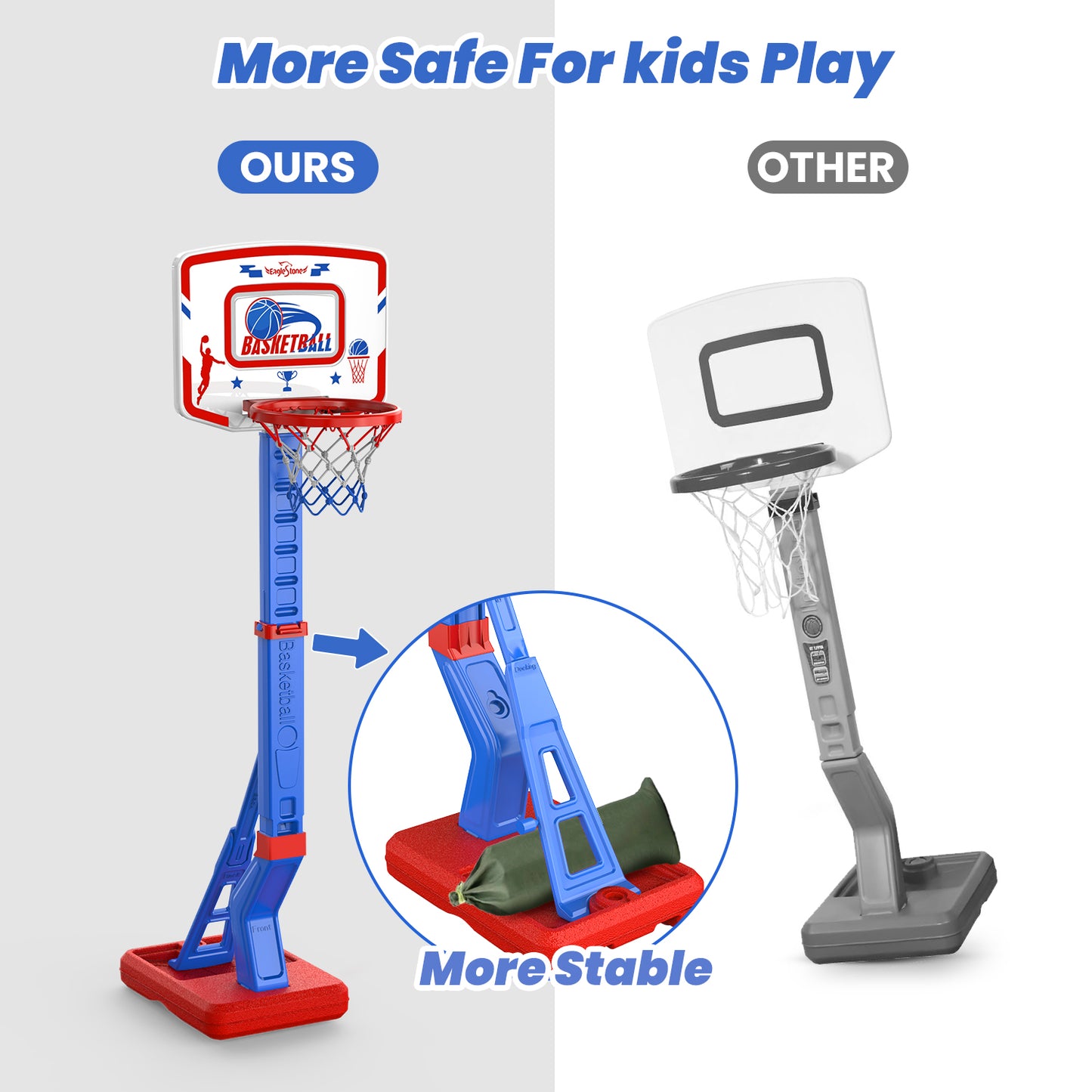 Eaglestone Toddler Basketball Hoop for Kids with 4 Balls, Adjustable Height