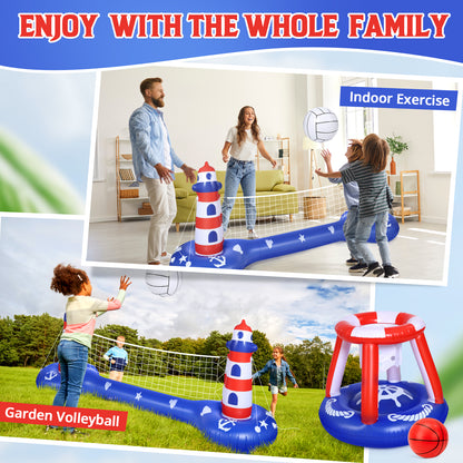 EagleStone Pool Volleyball Net & Basketball Hoop
