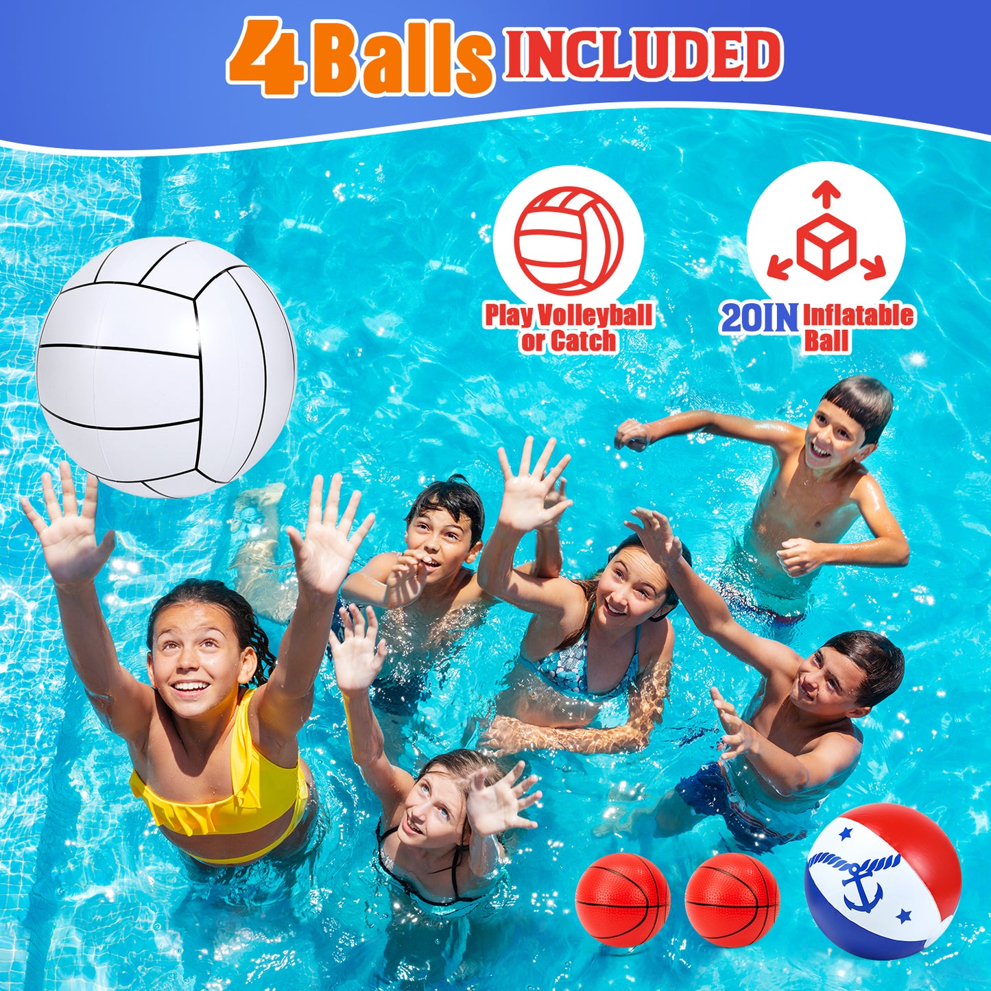EagleStone Pool Volleyball Net & Basketball Hoop