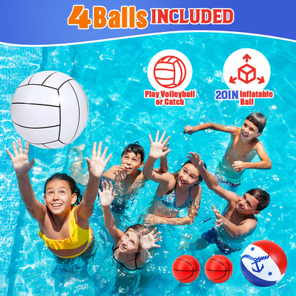 EagleStone Pool Volleyball Net & Basketball Hoop