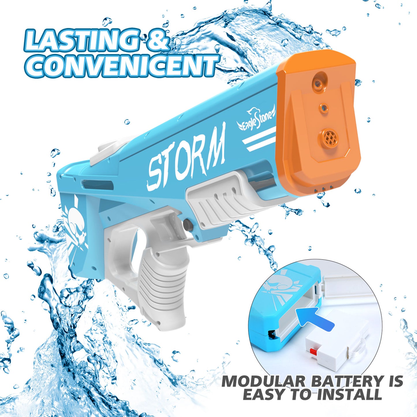 Eaglestone Electric Gun Toy for Kids - Full Auto Water Pistol Grip Guns