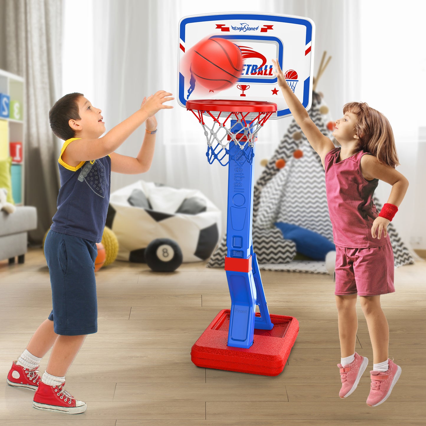 Eaglestone Toddler Basketball Hoop for Kids with 4 Balls, Adjustable Height