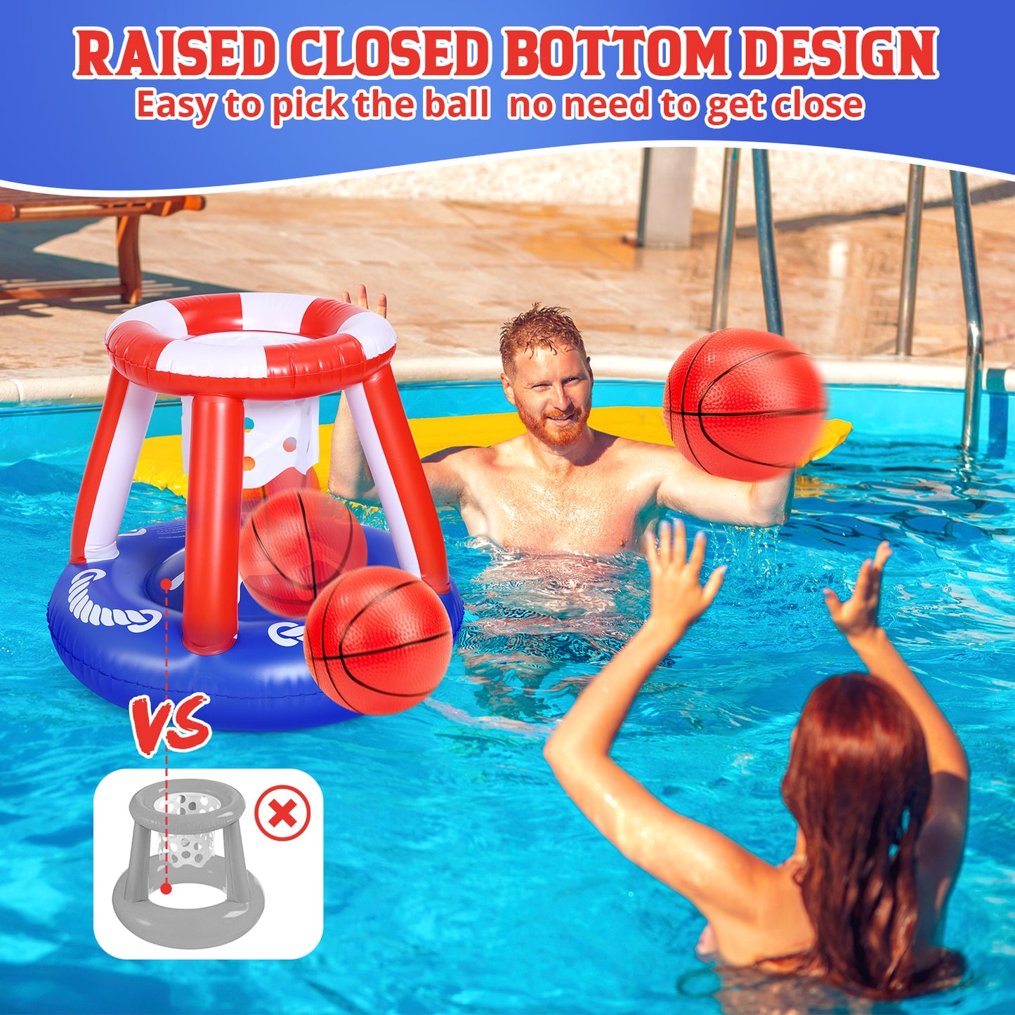 EagleStone Pool Volleyball Net & Basketball Hoop