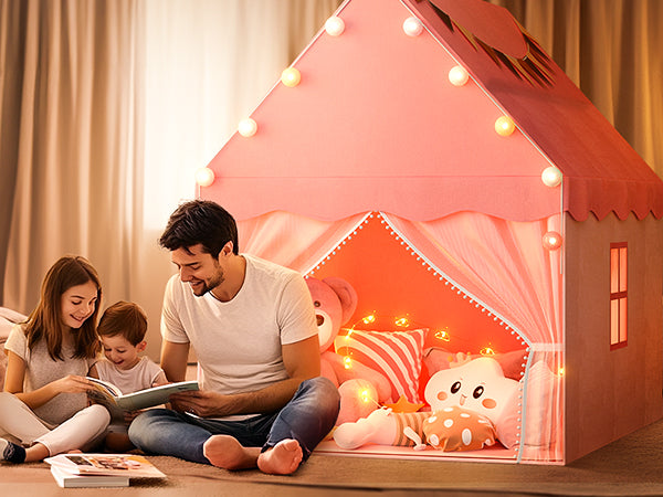 EagleStone Large Kids Play Tent with Star Light, Padded Mat,Toddler Tent Indoor,Playhouse for Toddlers, Boys, Girls, Indoor Bed Tent Gift Toy