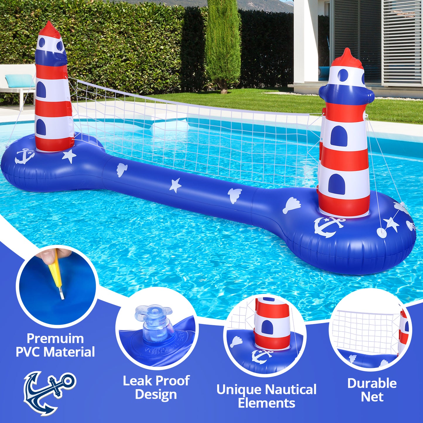 EagleStone Pool Volleyball Net & Basketball Hoop