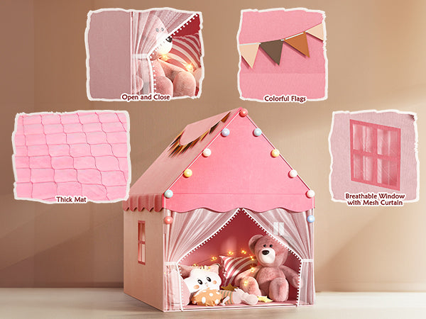 EagleStone Large Kids Play Tent with Star Light, Padded Mat,Toddler Tent Indoor,Playhouse for Toddlers, Boys, Girls, Indoor Bed Tent Gift Toy