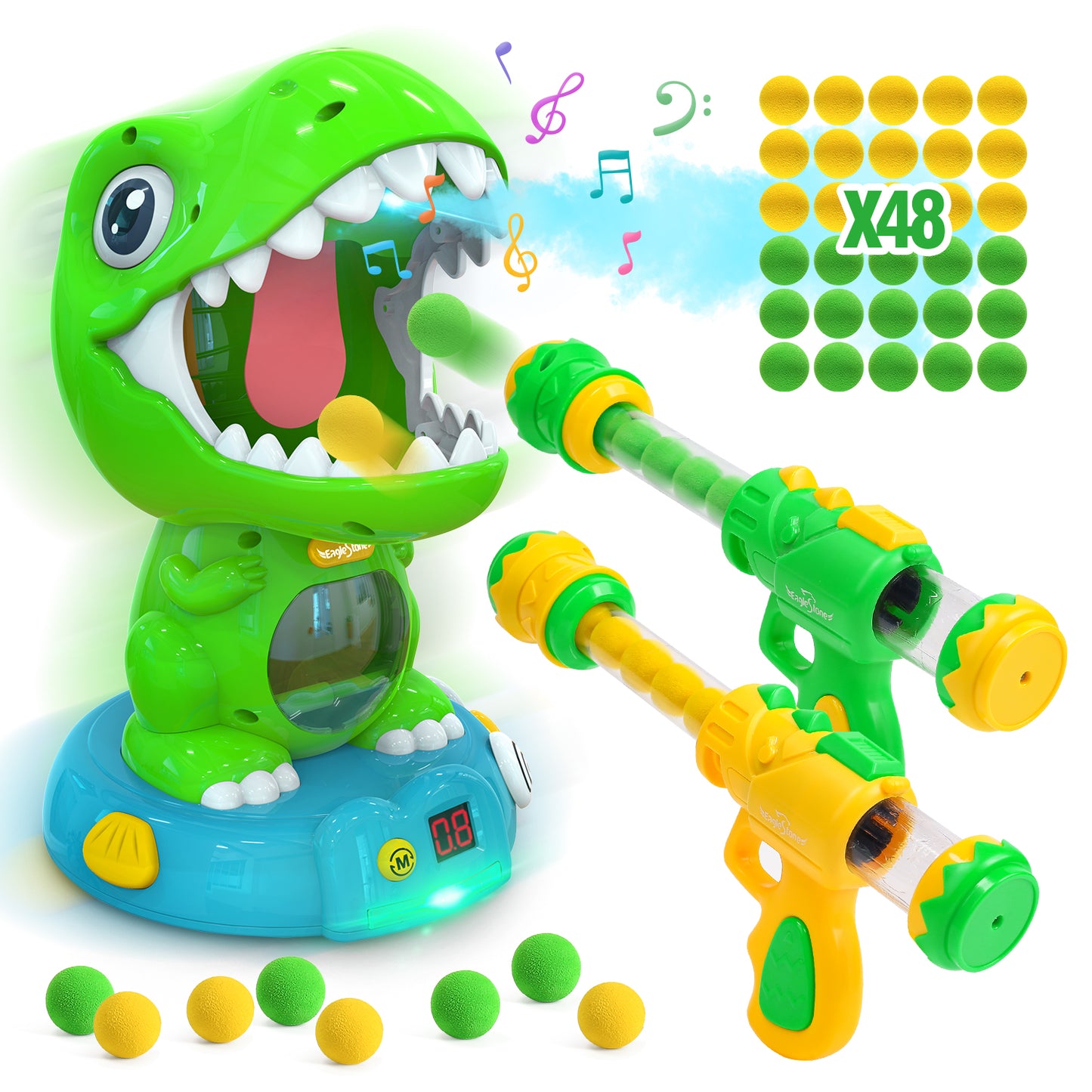EagleStone Movable Dinosaur Shooting Toys  with Spraying, Electronic Target Game Toy