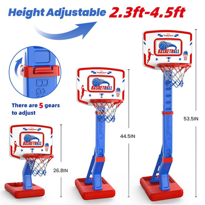 Eaglestone Toddler Basketball Hoop for Kids with 4 Balls, Adjustable Height
