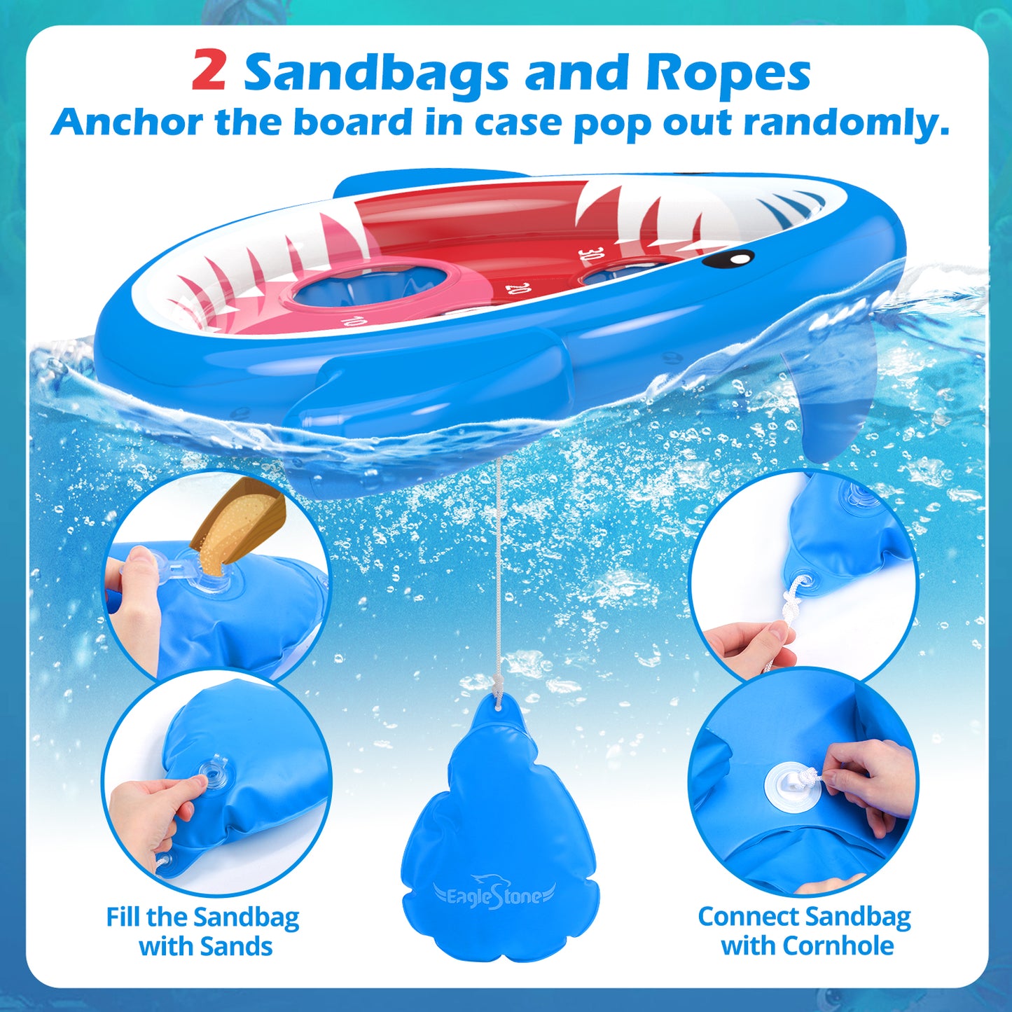 Eaglestone 2 PCS Pool Shark Cornhole Toys for Kids