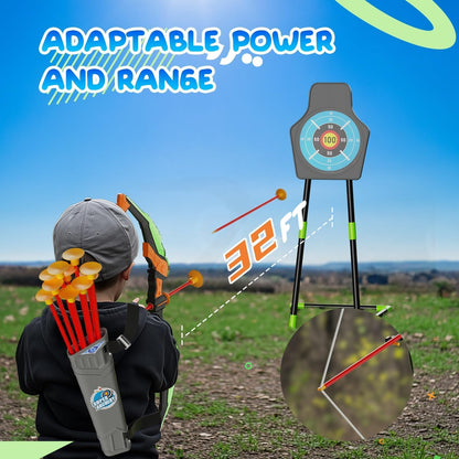 EagleStone 2 Pack Kids Bow and Arrow with LED Light,Archery Set with Standing Target, Bow and Arrow Toys for Kids 4-6 6-8 8-12,Outdoor Games Toys for Boys Girls