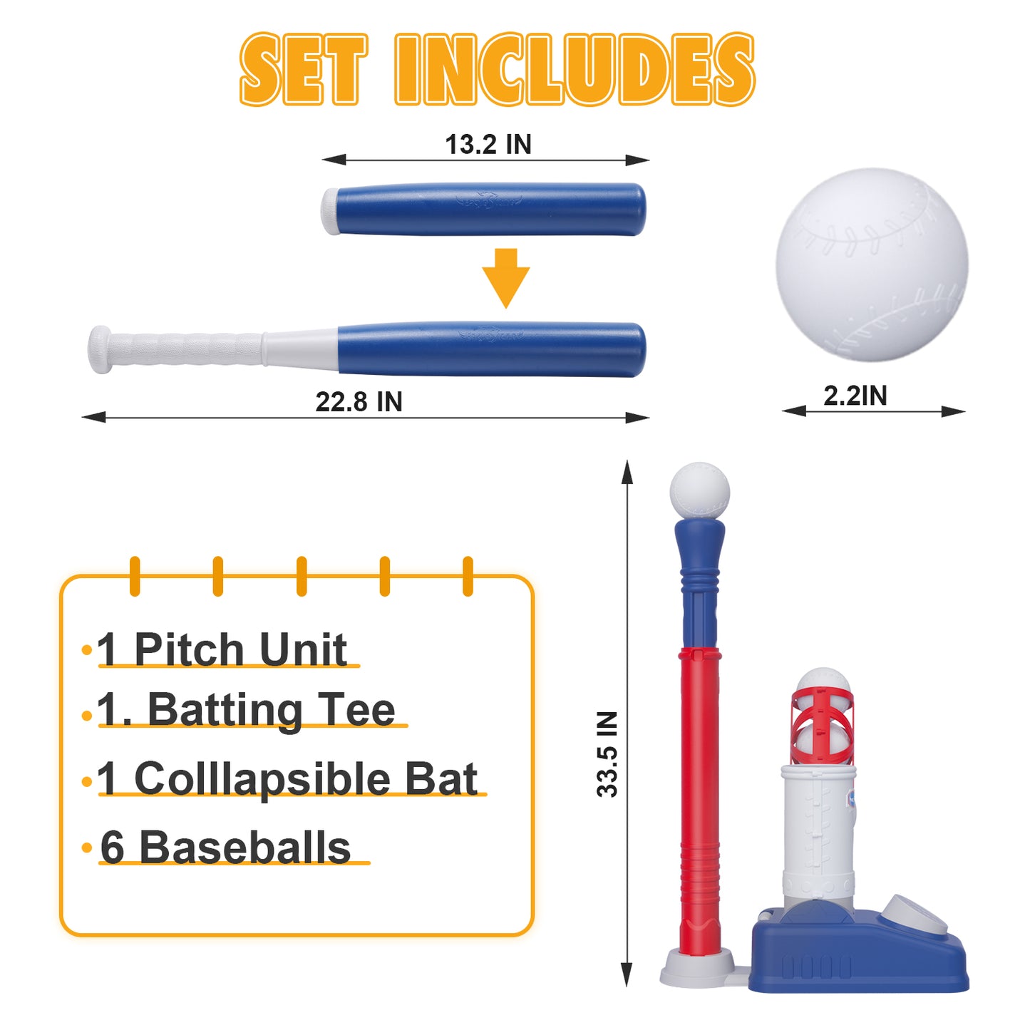 EagleStone 2 in 1 Tball Set for Kids, Toddler T Ball Set