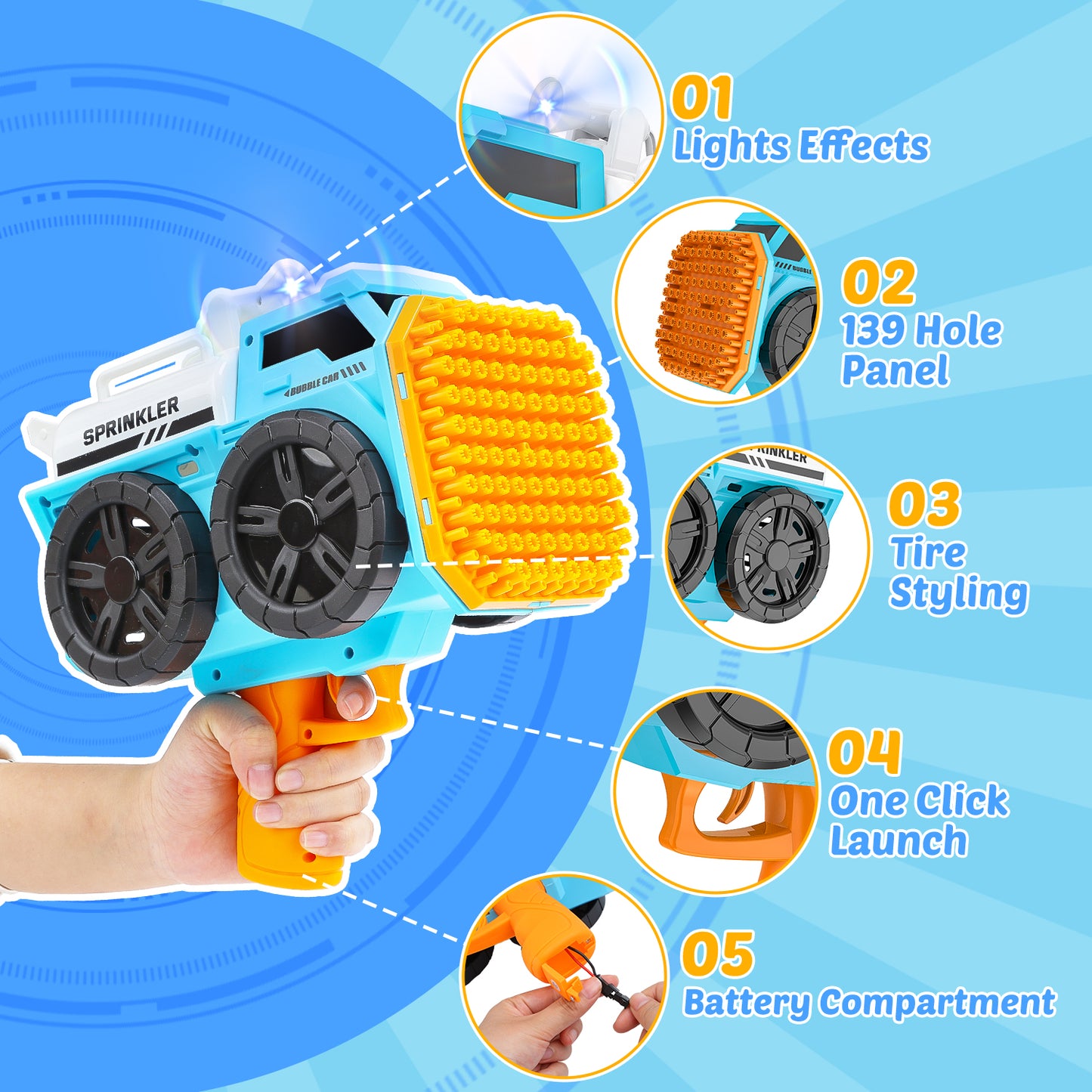 Eaglestone Bubble Machine Gun for Kids, 139 Hole Automatic Bubbles Wand