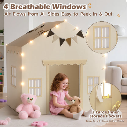 EagleStone 2-in-1 Kids Tent,Large Play Tent with Padded Mat and Lights,Kids Playhouse with 2 Doors & 4 Windows,2 Large Side Pockets,Indoor Outdoor Kid Play Tent for Toddlers,53" x40" x 51