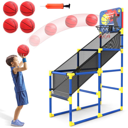 EagleStone Kids Basketball Hoop Arcade Game，4 Balls Indoor and Outodor