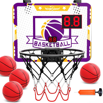EagleStone Indoor Mini Basketball Hoop Set for Kids with Electronic Score Record