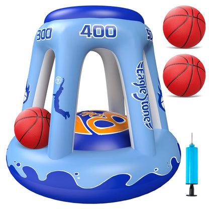 EagleStone Inflatable Pool Basketball Hoop for Kids & Adults, 47" Swimming Floating Basketball Hoop for Pool with 3 Balls, Pump, Summer Outdoor Pool Water Game for Family, Party, Beach & 4th of July