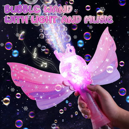 EagleStone Princess Bubble Wands for Kids, Bubble Machine for Toddlers, LED Light & Music Bubble Toys with 1 Li-ion Battery, Outdoor Easter Birthday Toys for Toddlers, 3 4 5 6 7 8 Year Old Girl Gifts
