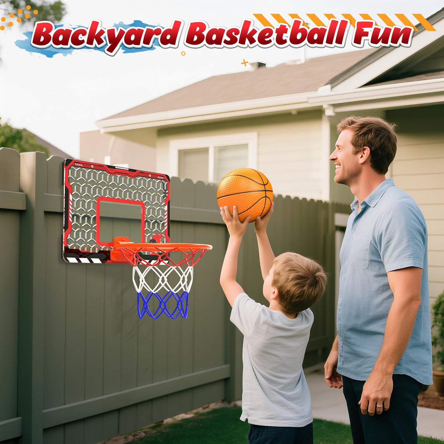 EagleStone Mini Basketball Hoop for Door & Wall, Foldable Rim with 3 Balls and Pump, Indoor Basketball Toy Game Set for Kids Adults, Bedroom Office Sports Gift