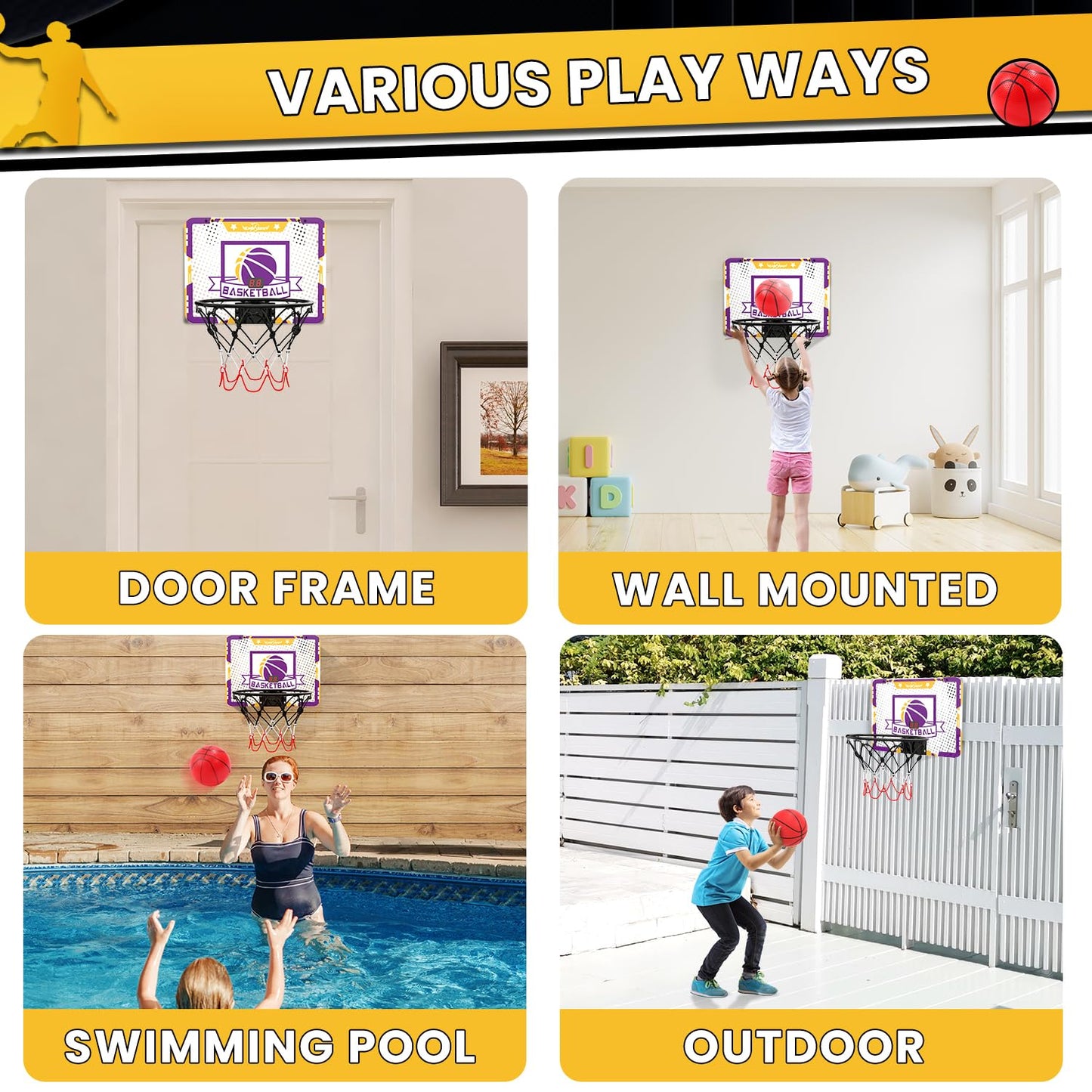 EagleStone Indoor Mini Basketball Hoop Set for Kids with Electronic Score Record