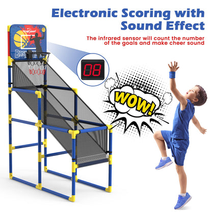 EagleStone Kids Basketball Hoop Arcade Game，4 Balls Indoor and Outodor