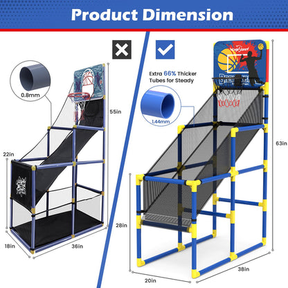 EagleStone Kids Basketball Hoop Arcade Game，4 Balls Indoor and Outodor