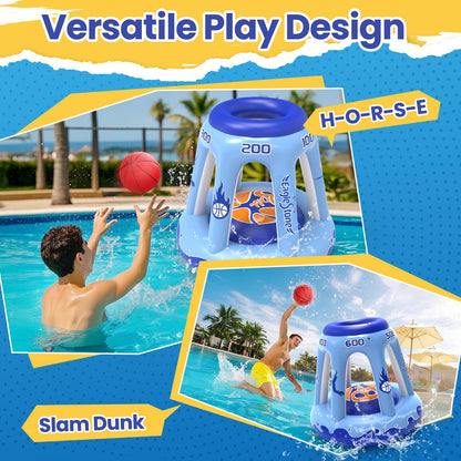 EagleStone Inflatable Pool Basketball Hoop for Kids & Adults, 47" Swimming Floating Basketball Hoop for Pool with 3 Balls, Pump, Summer Outdoor Pool Water Game for Family, Party, Beach & 4th of July