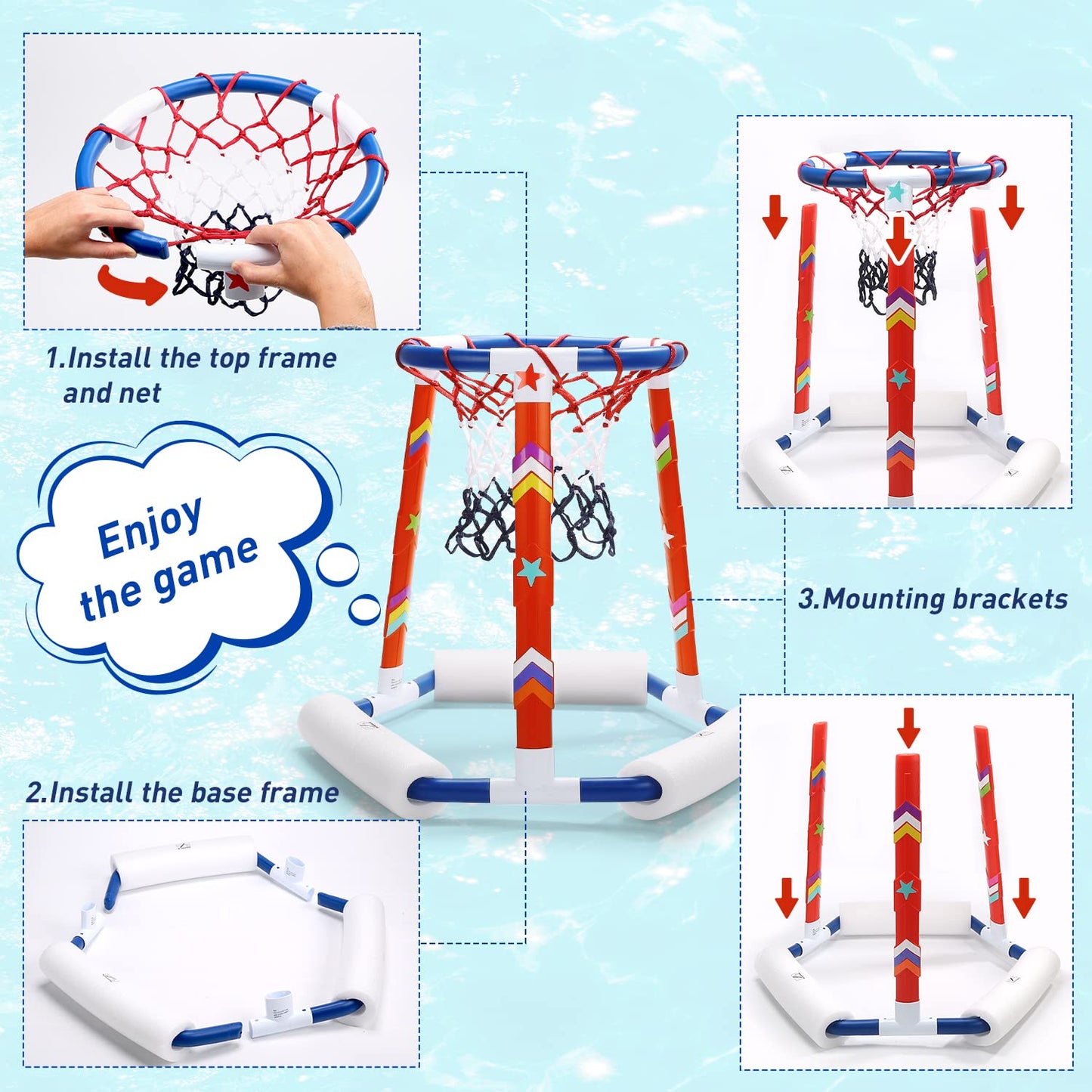 EagleStone Pool Basketball Toys, Floating Basketball Hoop for Pool Game