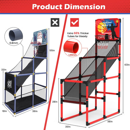 EagleStone Kids Basketball Hoop Arcade Game W/Electronic Scoreboard Cheer Sound