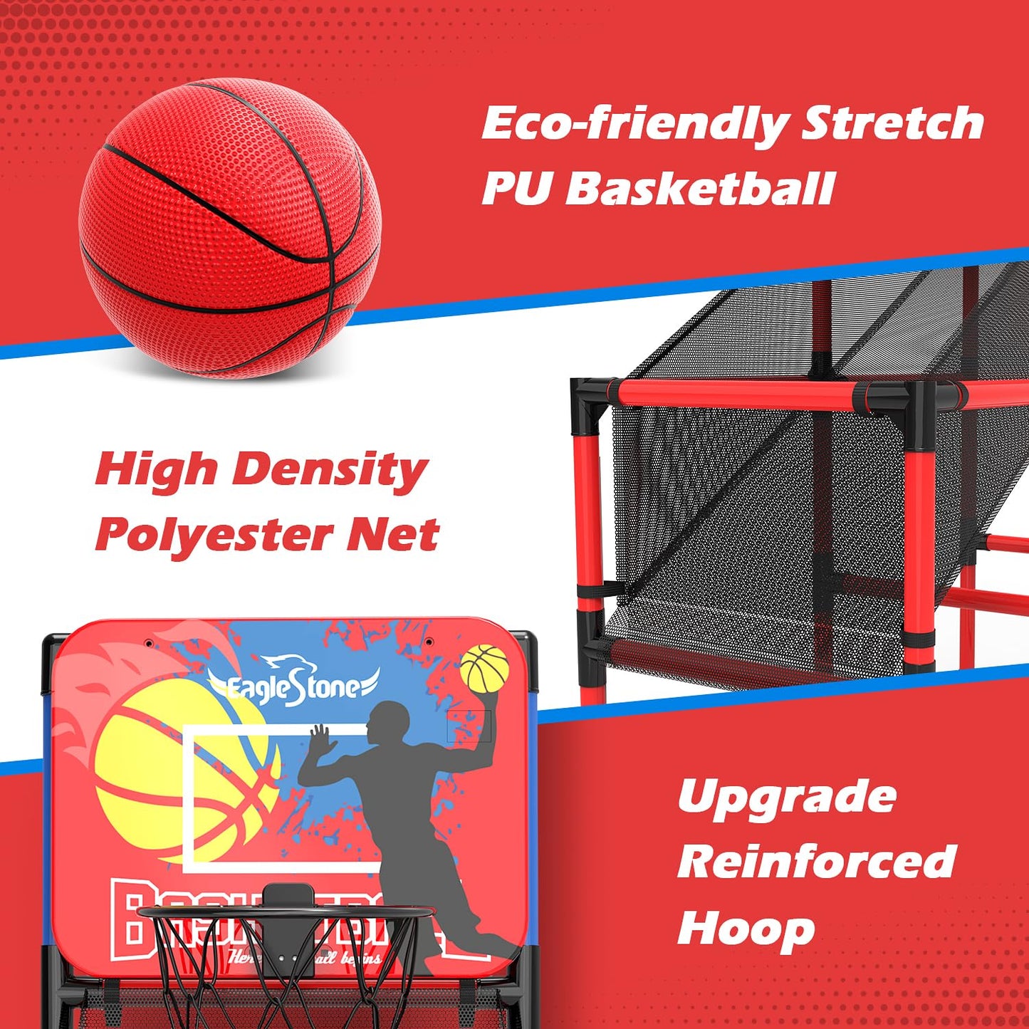 EagleStone Kids Basketball Hoop Arcade Game W/Electronic Scoreboard Cheer Sound