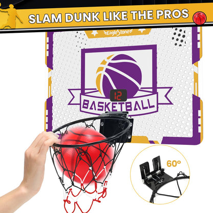 EagleStone Indoor Mini Basketball Hoop Set for Kids with Electronic Score Record