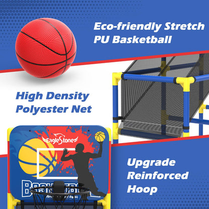 EagleStone Kids Basketball Hoop Arcade Game，4 Balls Indoor and Outodor