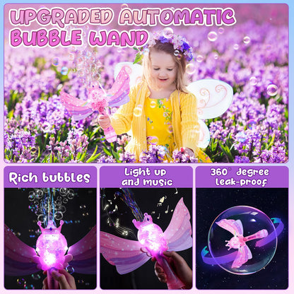 EagleStone Princess Bubble Wands for Kids, Bubble Machine for Toddlers, LED Light & Music Bubble Toys with 1 Li-ion Battery, Outdoor Easter Birthday Toys for Toddlers, 3 4 5 6 7 8 Year Old Girl Gifts