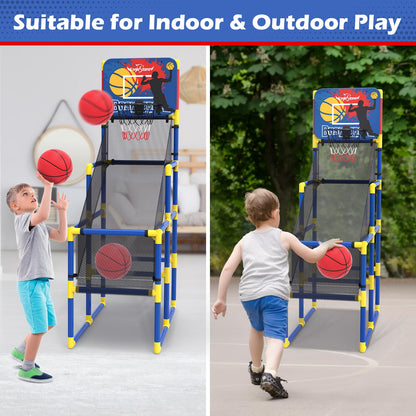 EagleStone Kids Basketball Hoop Arcade Game，4 Balls Indoor and Outodor