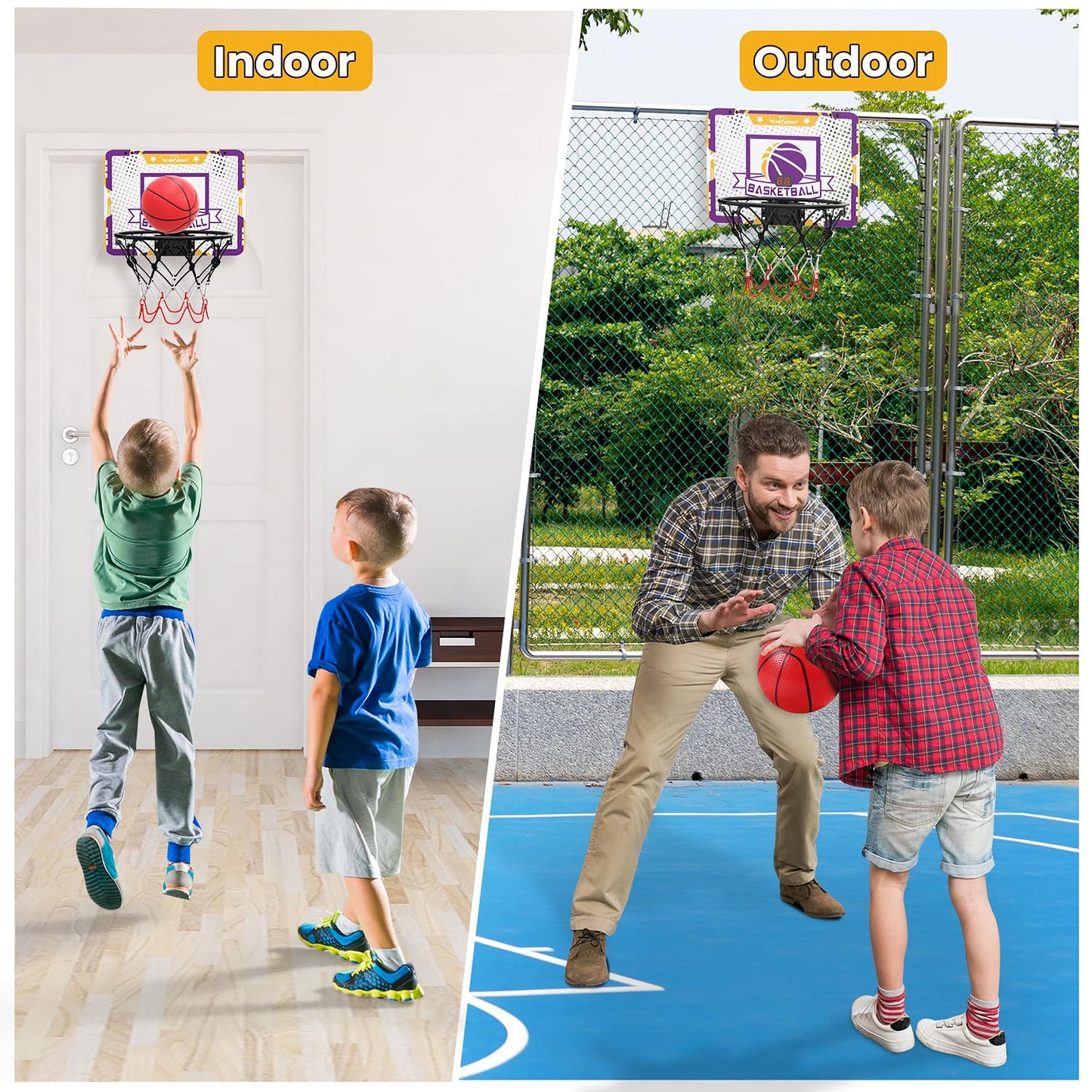 EagleStone Indoor Mini Basketball Hoop Set for Kids with Electronic Score Record