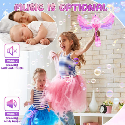 EagleStone Princess Bubble Wands for Kids, Bubble Machine for Toddlers, LED Light & Music Bubble Toys with 1 Li-ion Battery, Outdoor Easter Birthday Toys for Toddlers, 3 4 5 6 7 8 Year Old Girl Gifts