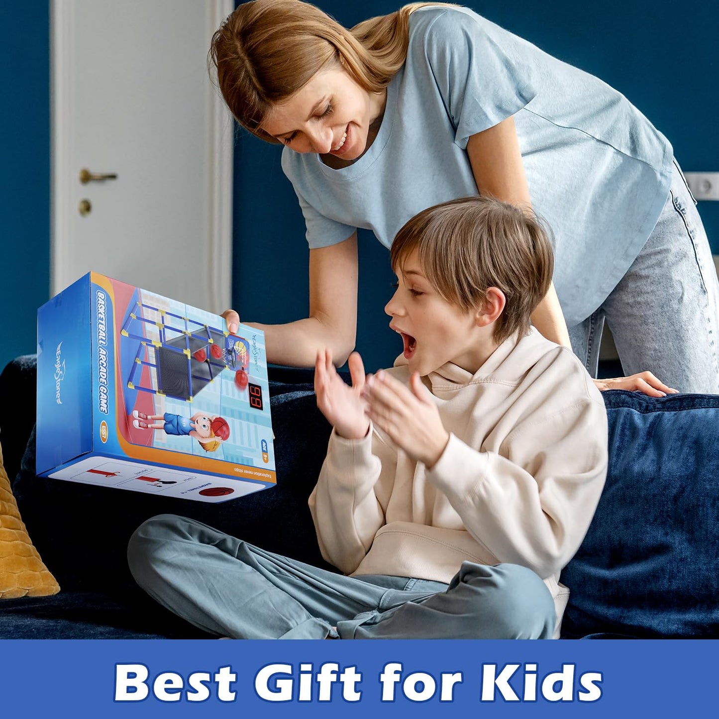 EagleStone Kids Basketball Hoop Arcade Game，4 Balls Indoor and Outodor