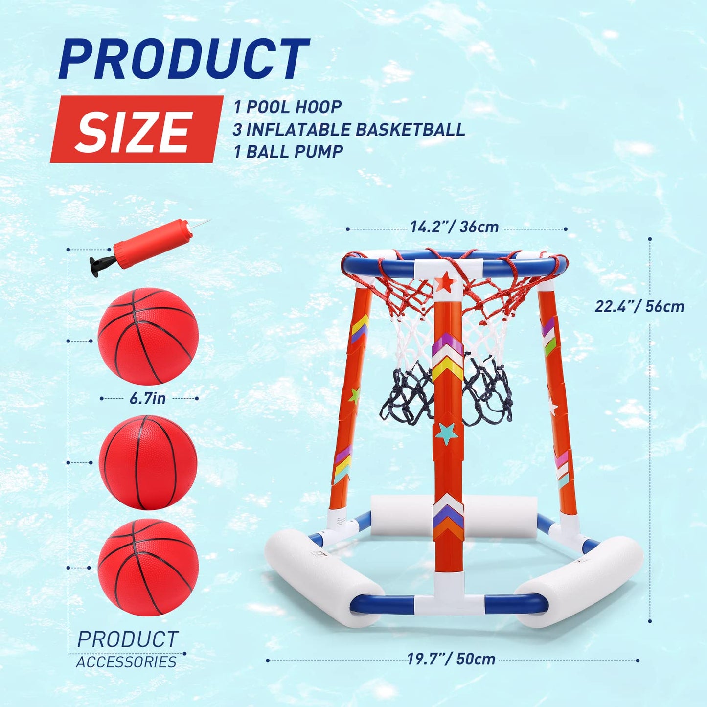 EagleStone Pool Basketball Toys, Floating Basketball Hoop for Pool Game