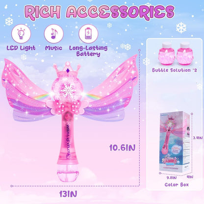 EagleStone Princess Bubble Wands for Kids, Bubble Machine for Toddlers, LED Light & Music Bubble Toys with 1 Li-ion Battery, Outdoor Easter Birthday Toys for Toddlers, 3 4 5 6 7 8 Year Old Girl Gifts